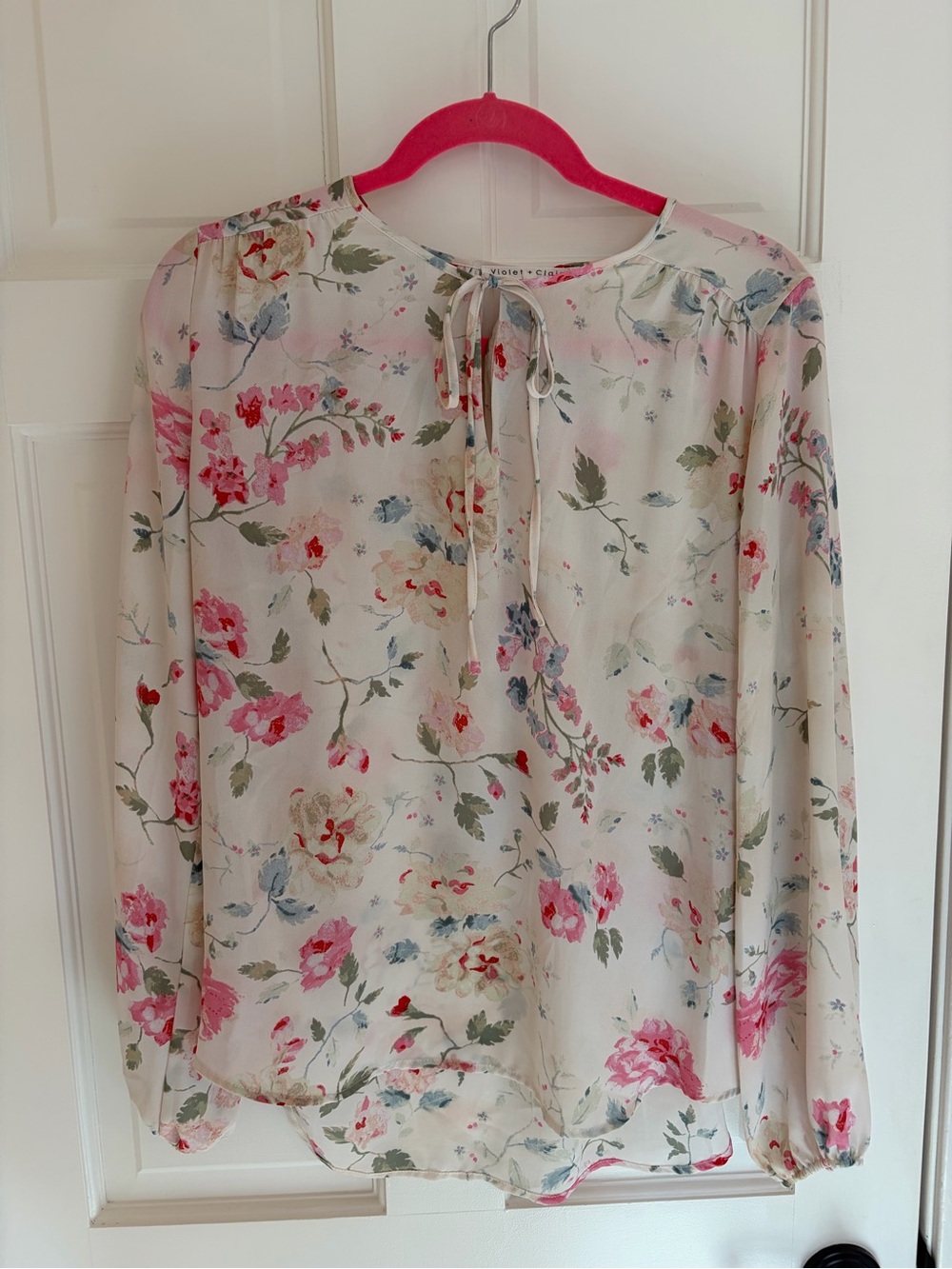 Romantic Floral Tie-Neck Blouse - Violet + Claire women’s med- fits like large